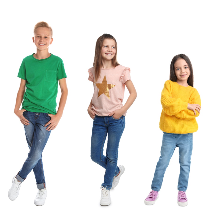 Cheerful Children Of Different Ages On White Background. Collage Design