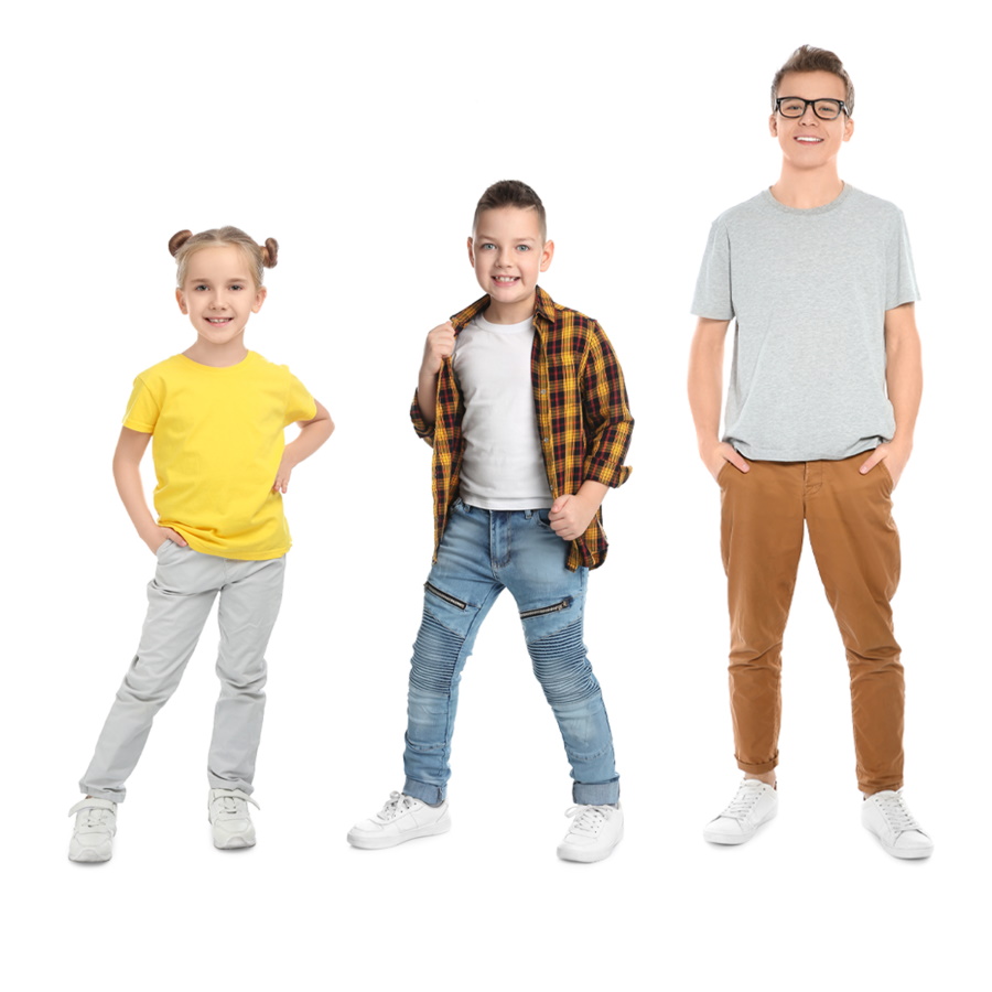 Cheerful Children Of Different Ages On White Background. Collage Design